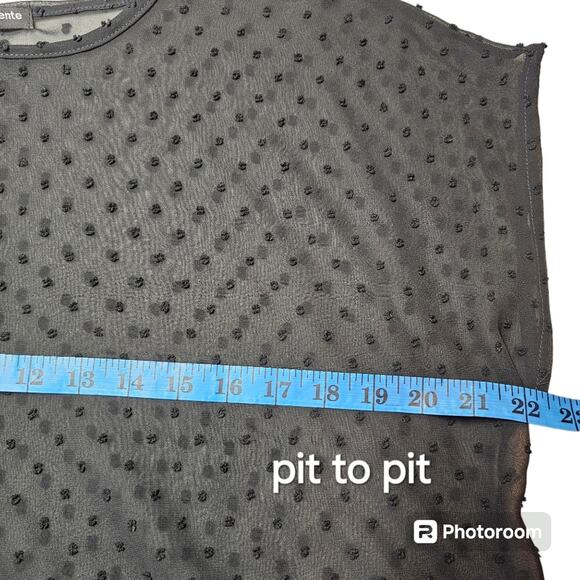 Cha Cha Vente Black Sheer High-Low Swiss Dot Swimsuit Coverup Women's Size S - Picture 7 of 10